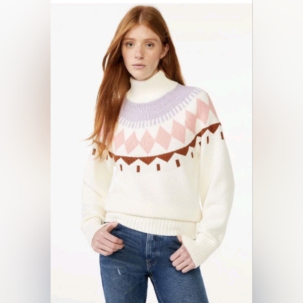 NWT Free Assembly Women's Fair Isle Wool Blend Pullover Sweater - Size XS